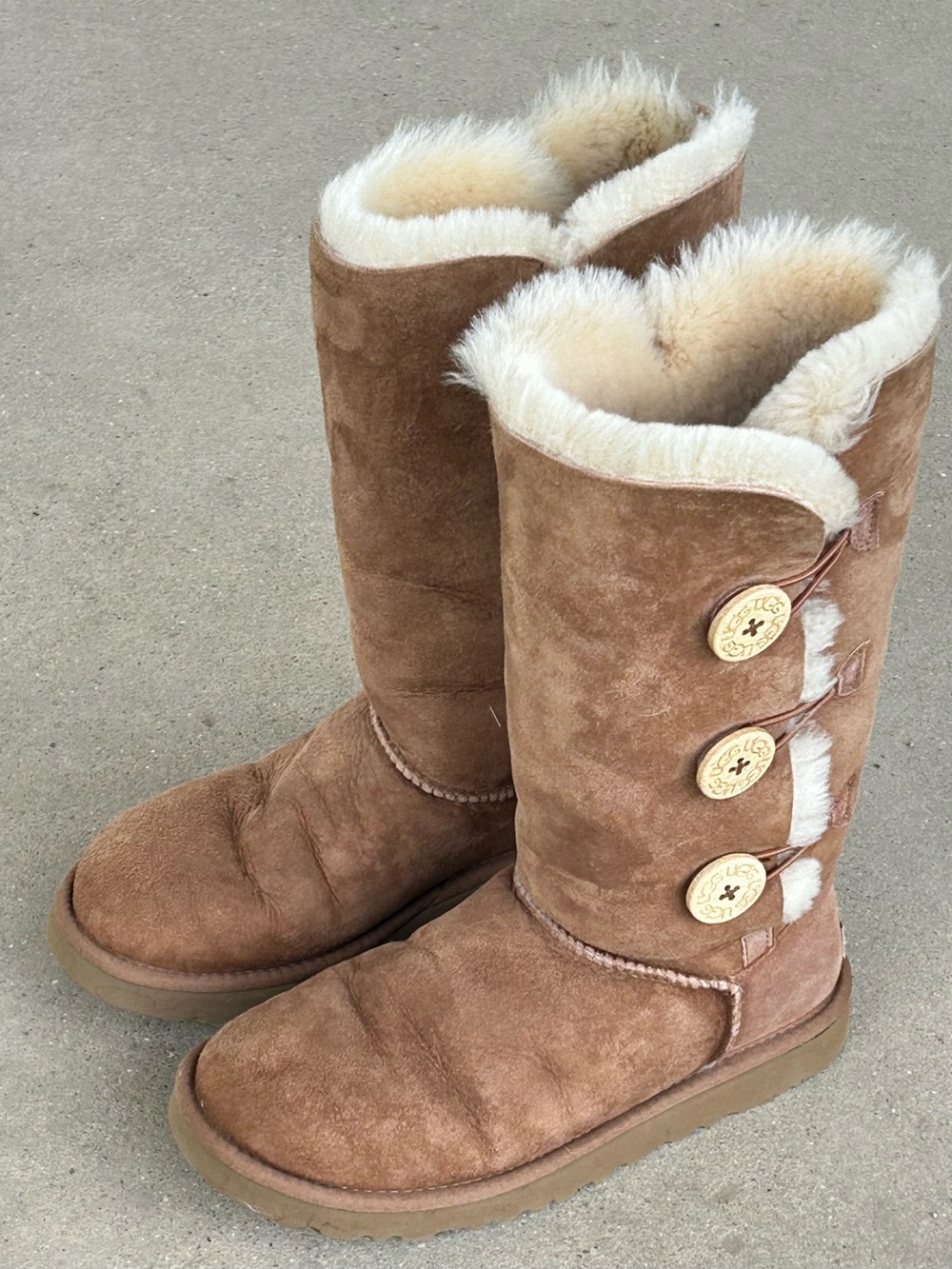 UGG Chestnut Suede Bailey Button Triplet Boots